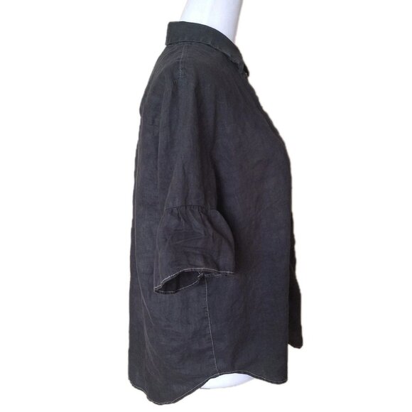 Lord & Taylor Women’s Black Linen Ruffle Sleeve Blouse SIZE LARGE - Picture 6 of 6